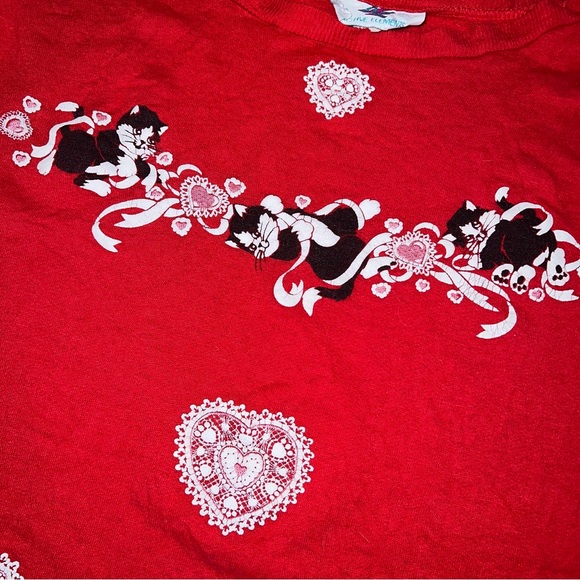 Vintage Graphic Kitten Valentine Lacey Longsleeve - Picture 3 of 6